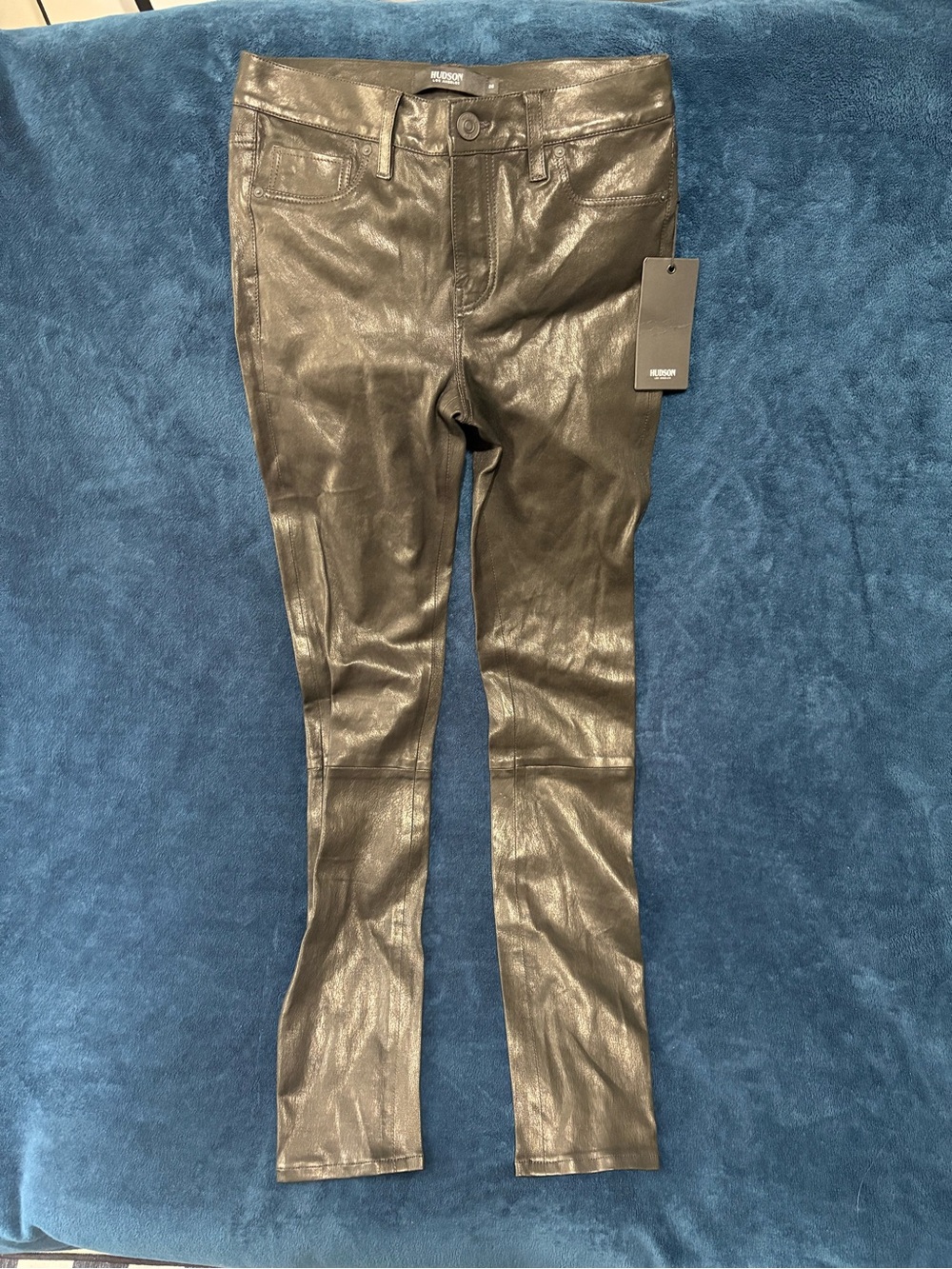 Hudson Jeans Metallic Black Coated Skinny Jeans